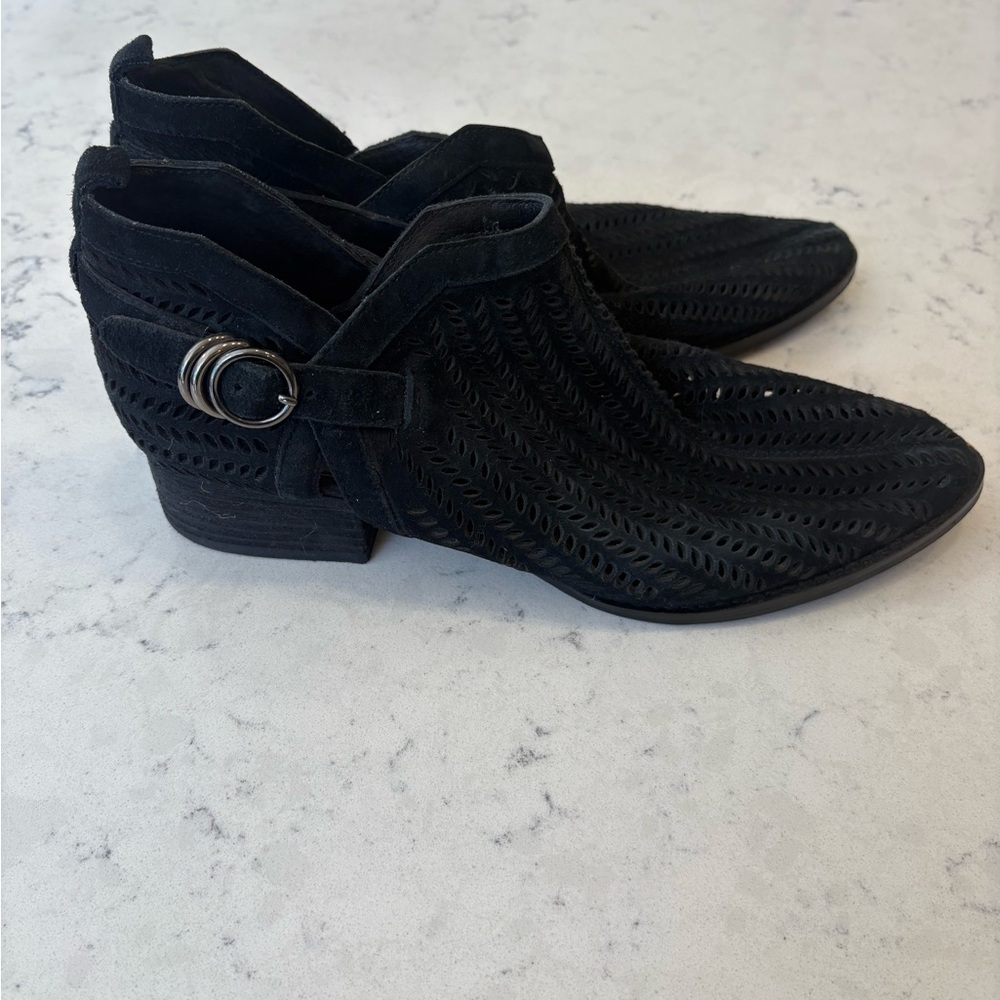 Vince Camuto Black Perforated Ankle Booties, Sz 8.5
